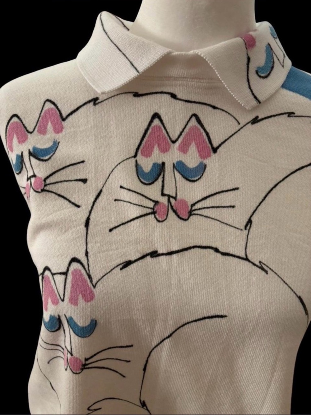Vintage 80s Alore Hand-Painted Cat Sweatshirt | Sunaire Designs Reworked OOAK